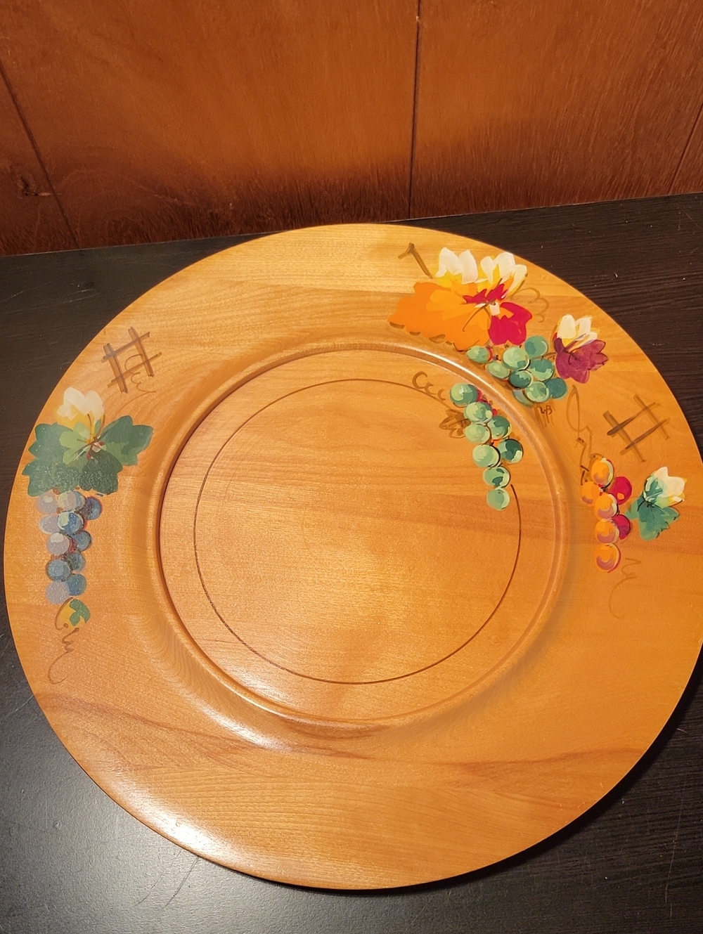 Vintage Hand-Painted Wooden Kitchen Tray Lazy Susan G.H. Specialty